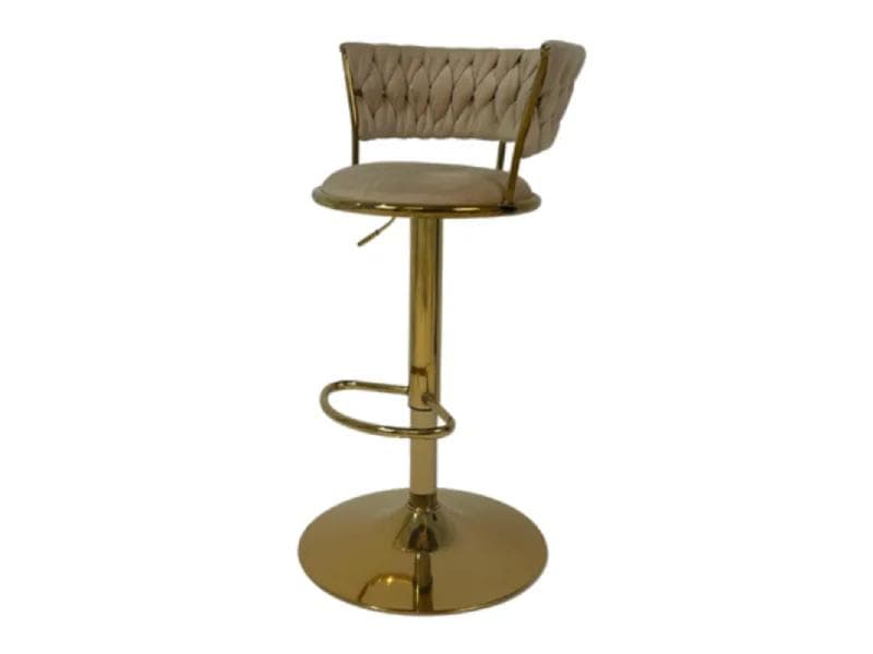 VELVET BEIGE GOLDEN STOOL