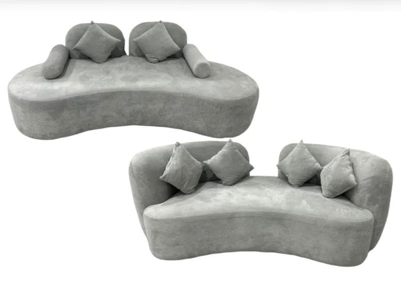 VELVET SOFA GRAY SET